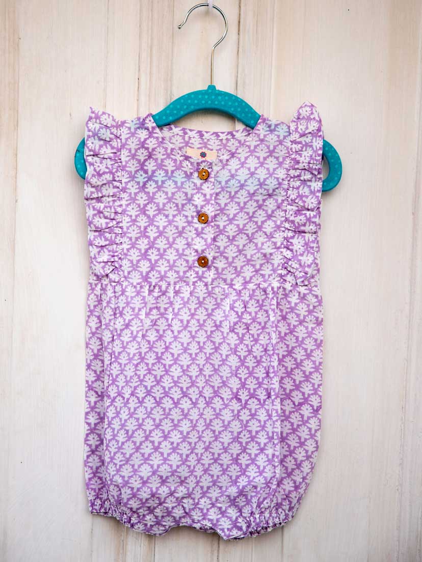 Purple Haze Organic Cotton Block Printed Romper