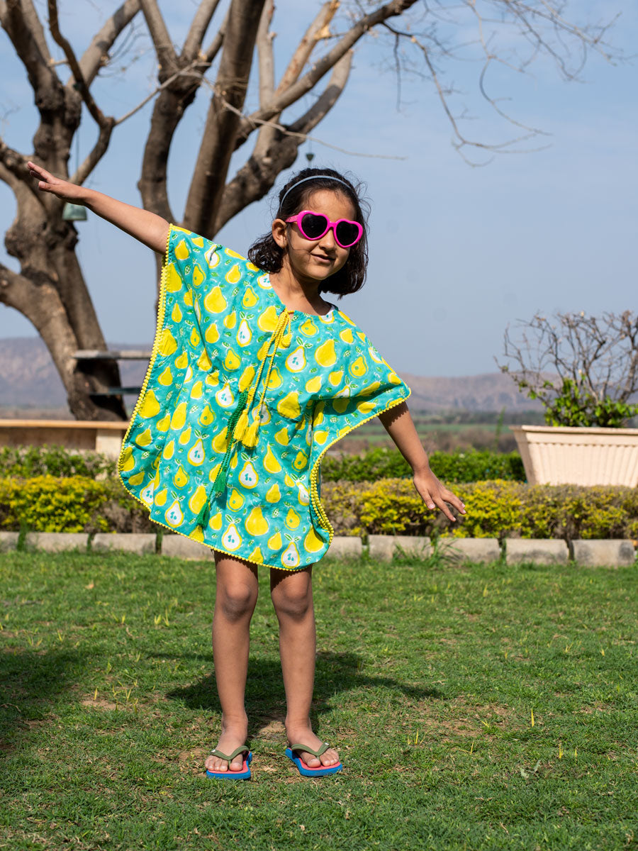 Pear Organic Cotton Block Printed Kaftan for Kids
