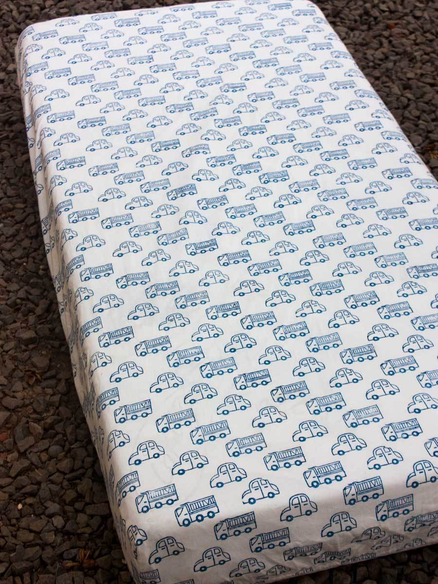 Vroom Vroom Cotton Cot/Crib Fitted Sheet