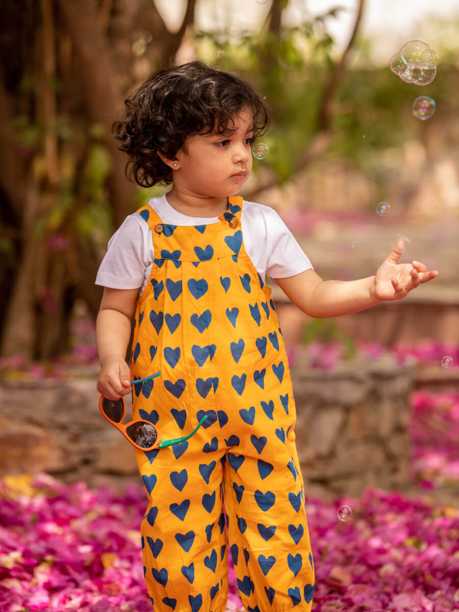 Fairy Dust Organic Cotton Block Printed Dungarees