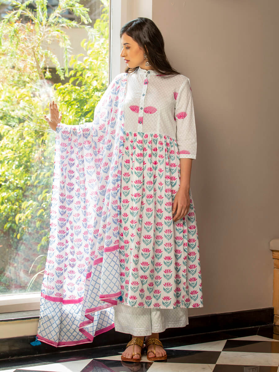 Padmaja Block Printed Cotton Dupatta