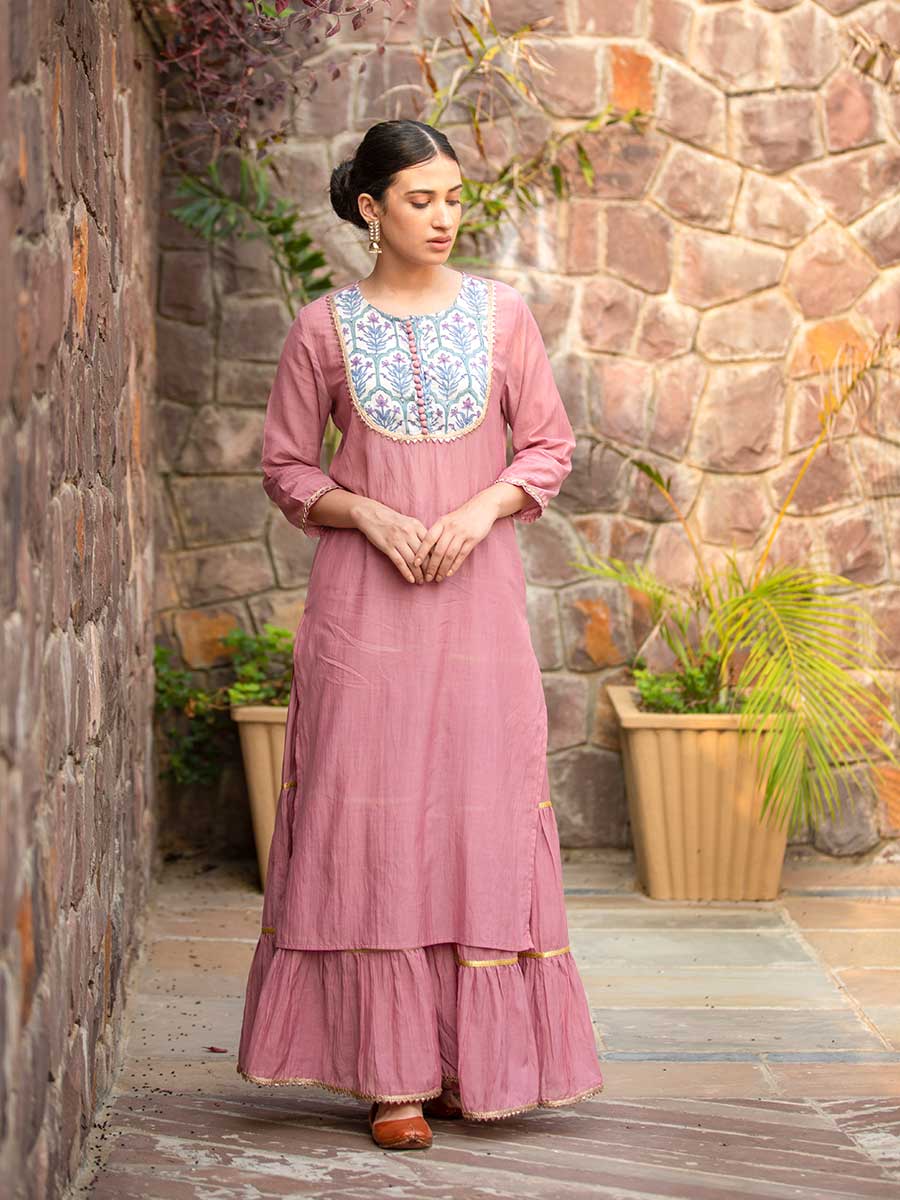 Set of 2 - Tabeer Cotton Kurta & Sharara Set