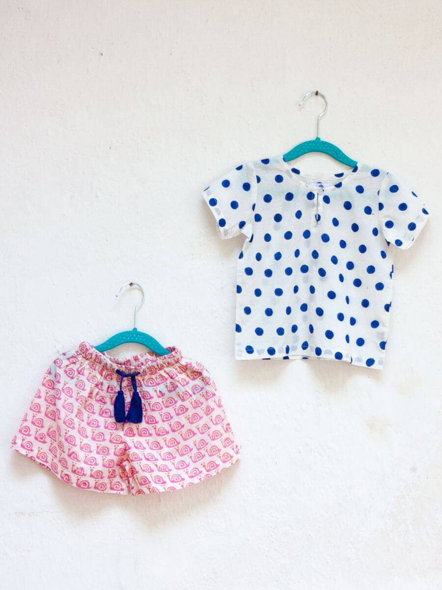 Polka Love Organic Cotton Block Printed Top & Shorts Set