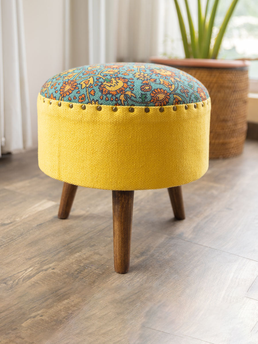 Mandala Solid Wood Ottoman