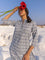 Grey Ikat Handblock Printed Cotton Kurta