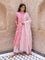 Pink Floral Block Printed Mulmul Dupatta