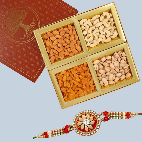 Premium Designer Rakhi with Dry Fruit Box