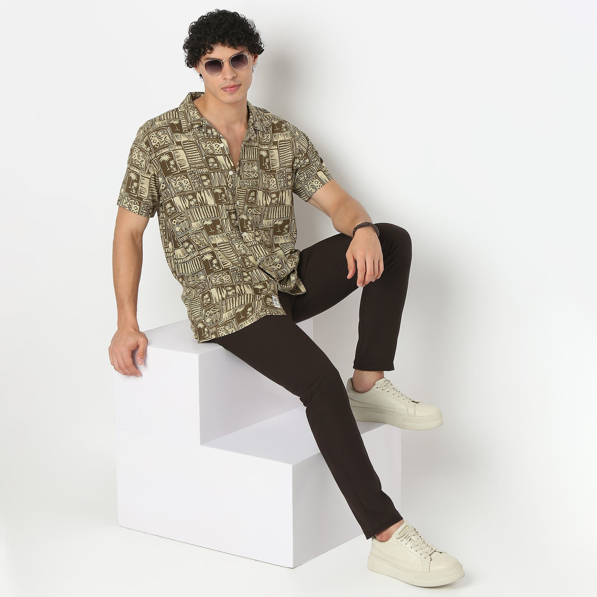 Camp Collar Half Sleeve Printed Retreat Shirt