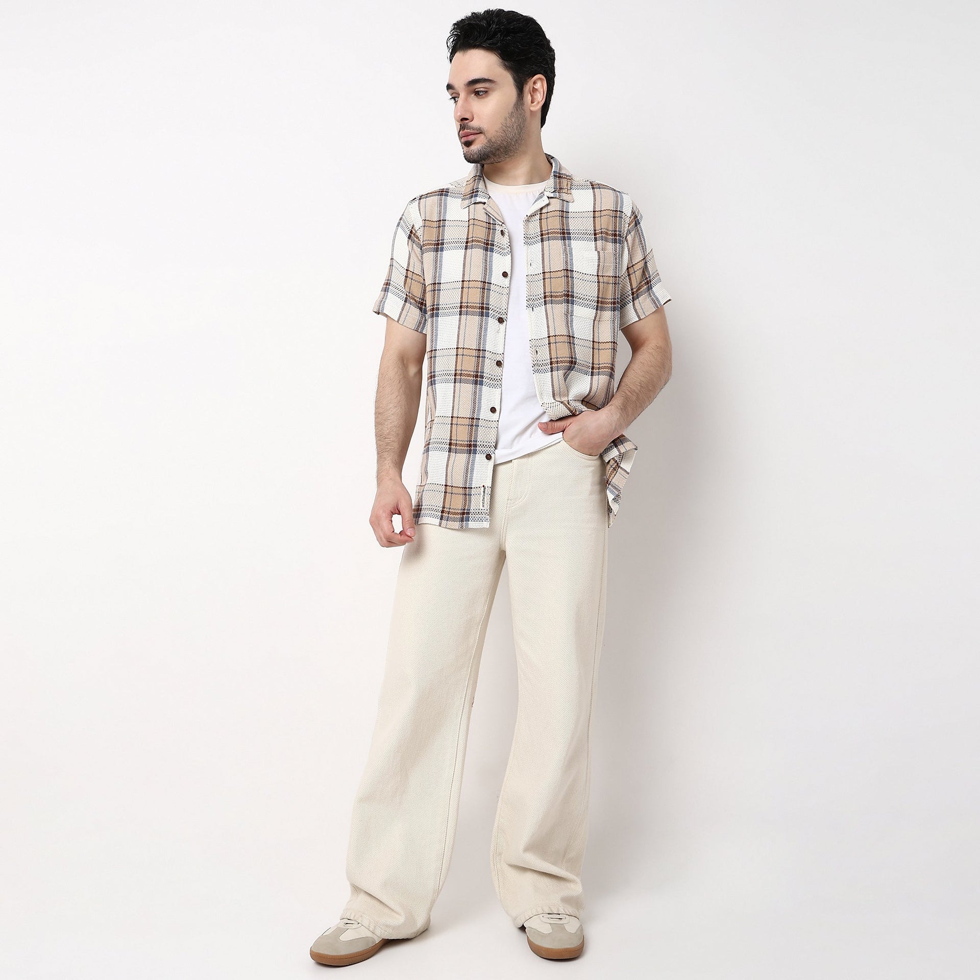 Camp Collar Yarn Dyed Half Sleeve Cuban Shirt