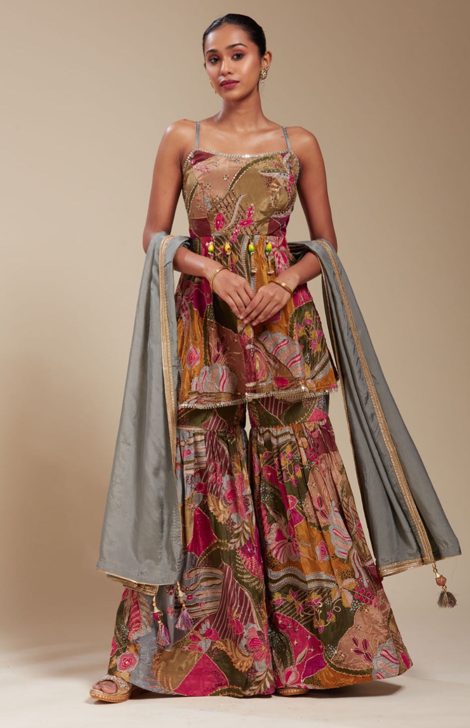 Multicolor Indo-Western Georgette Lehenga with Designer Top & Matching Dupatta