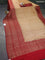 Banarasi raw silk saree sandal and maroon with plain body and long zari woven border
