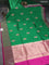 Banarasi katan silk saree green and pink with thread & zari woven floral buttas and simple border