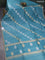 Banarasi organza silk saree pastel blue with silver & gold zari weaves and zari woven piping border