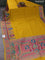 Banarasi silk saree mustard yellow with plain body and position prints