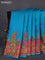 Banarasi silk saree teal blue with plain body and position prints