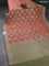 Banarasi tissue silk cotton saree rust shade and green shade with zari woven buttas and woven border