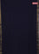 Bengal soft cotton saree navy blue and maroon with plain body and zari woven border