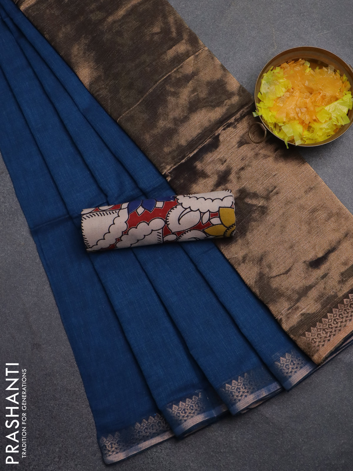 Bengal soft cotton saree cs blue and maroon with plain body and zari woven border