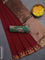 Bengal soft cotton saree maroon and green with plain body and zari woven border