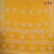 Batik cotton saree yellow with allover sequin work & batik butta prints and printed lace work border