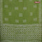 Batik cotton saree light green with allover sequin work & batik butta prints and printed lace work border