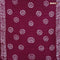 Batik cotton saree wine shade with allover sequin work & batik butta prints and printed lace work border 1damage