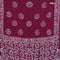 Batik cotton saree wine shade with allover sequin work & batik butta prints and printed lace work border 1damage