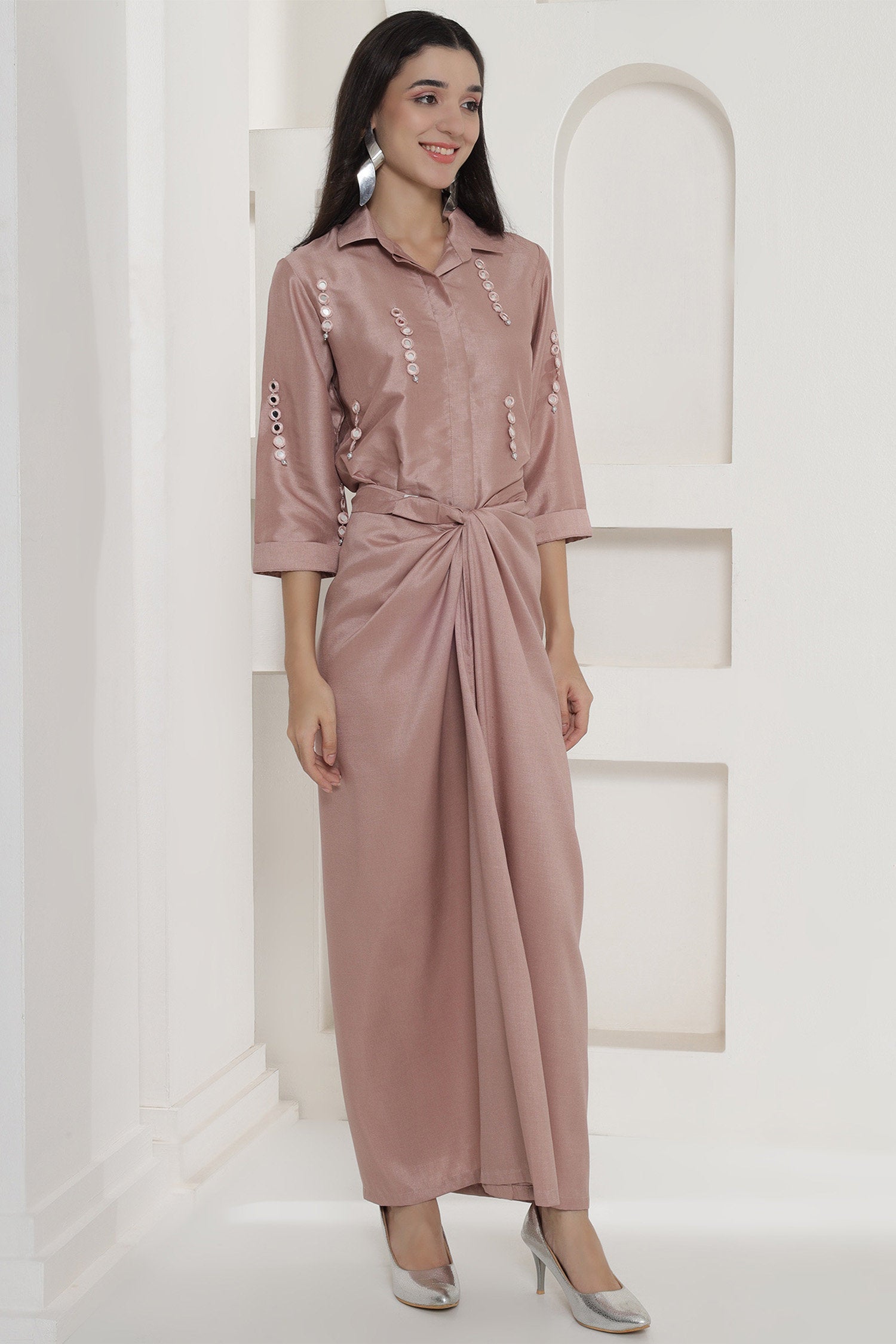 Cherry Blossom Dola Silk Tie Knot Skirt Set