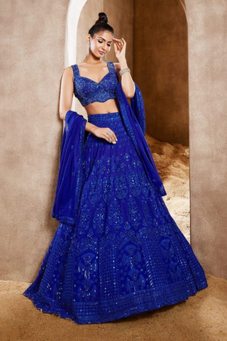 Royal Blue Sequence Lengha