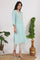 Blue Embroidered Rayon Straight Festive Kurta