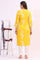Mango Yellow Floral Printed Shantung A-line Kurta