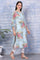 Blue Floral Printed Pure Cotton Straight Kurta