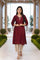 Maroon Embroidered A-Line Silk Kurta