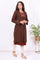 Brown Solid Embroidered Straight Coat