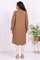 Camel Brown Embroidered Straight Woven Coat