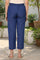 Blue Solid Straight Rayon Pant