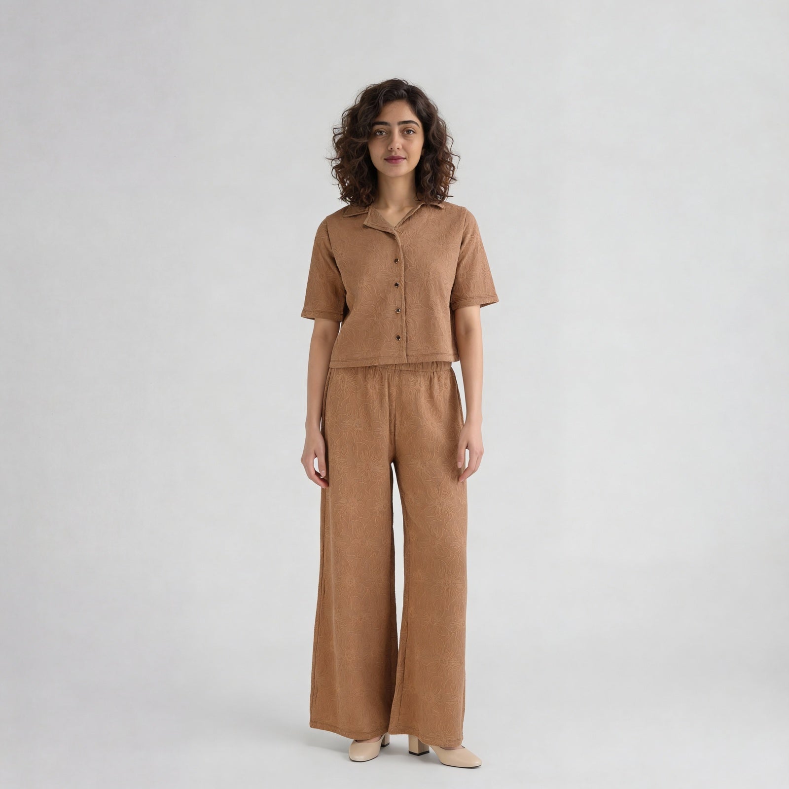 Embroidered Ankle Length Mid Rise Palazzos