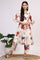 White Bold Floral Printed Pure Cotton Swiss Dot Flared Kurta and Pants Co-ord Set