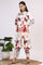 White Bold Floral Printed Pure Cotton Swiss Dot Flared Kurta and Pants Co-ord Set