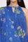 Blue Floral Printed Halter Neck Chiffon Kurta with Flared Pants and Dupatta Set