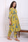 Yellow Bold Floral Printed Pure Cotton Flared Kurta and Pants Co-ord Set