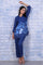 Blue Floral Printed Beads Rayon Flax Straight Kurta And Straight Pant Set