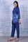 Blue Floral Printed Beads Rayon Flax Straight Kurta And Straight Pant Set