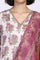 Beige Floral Print Sequined Flared Chanderi Kurta with Pant and Dupatta Set