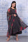 Black Floral Printed Beads Organza Flared Kurta, Cropped Flared Pants And Dupatta Set
