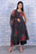 Black Floral Printed Beads Organza Flared Kurta, Cropped Flared Pants And Dupatta Set