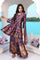 Charcoal Floral Print Beaded Flared Satin Kurta with Culotte and Dupatta Set