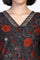 Black Floral Printed Tape Detail A Line Crape Kurta with Pant and Dupatta Set