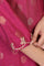 Magenta Embroidered Jacquard A-Line Kurta with Straight Pant and Dupatta Set