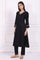 Black Embroidered Straight Kurta with Straight Pant and Dupatta Set